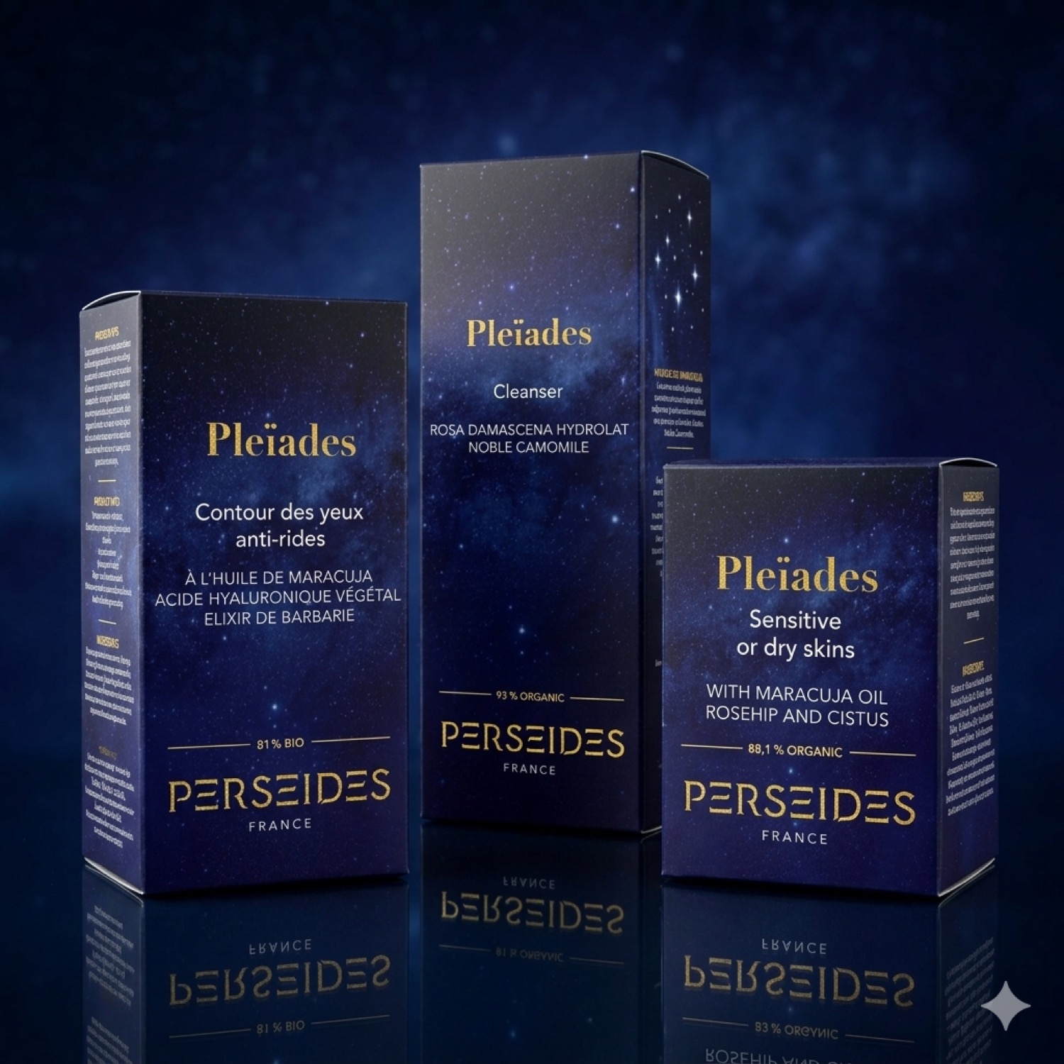 Création du logo et des packagings de la gamme cosmétique Perséides — Visuel du projet