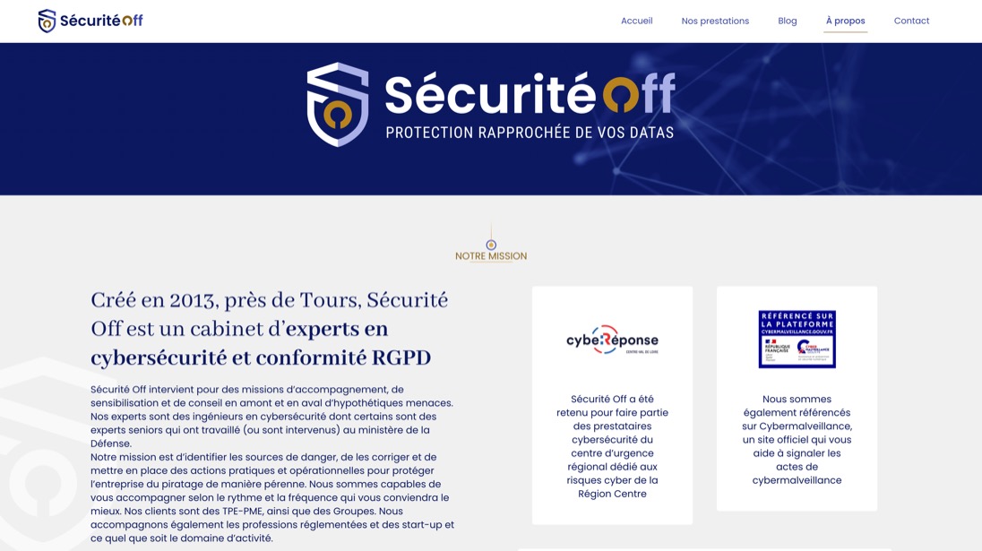 Refonte du site vitrine de Sécurité Off — Rendu sur device