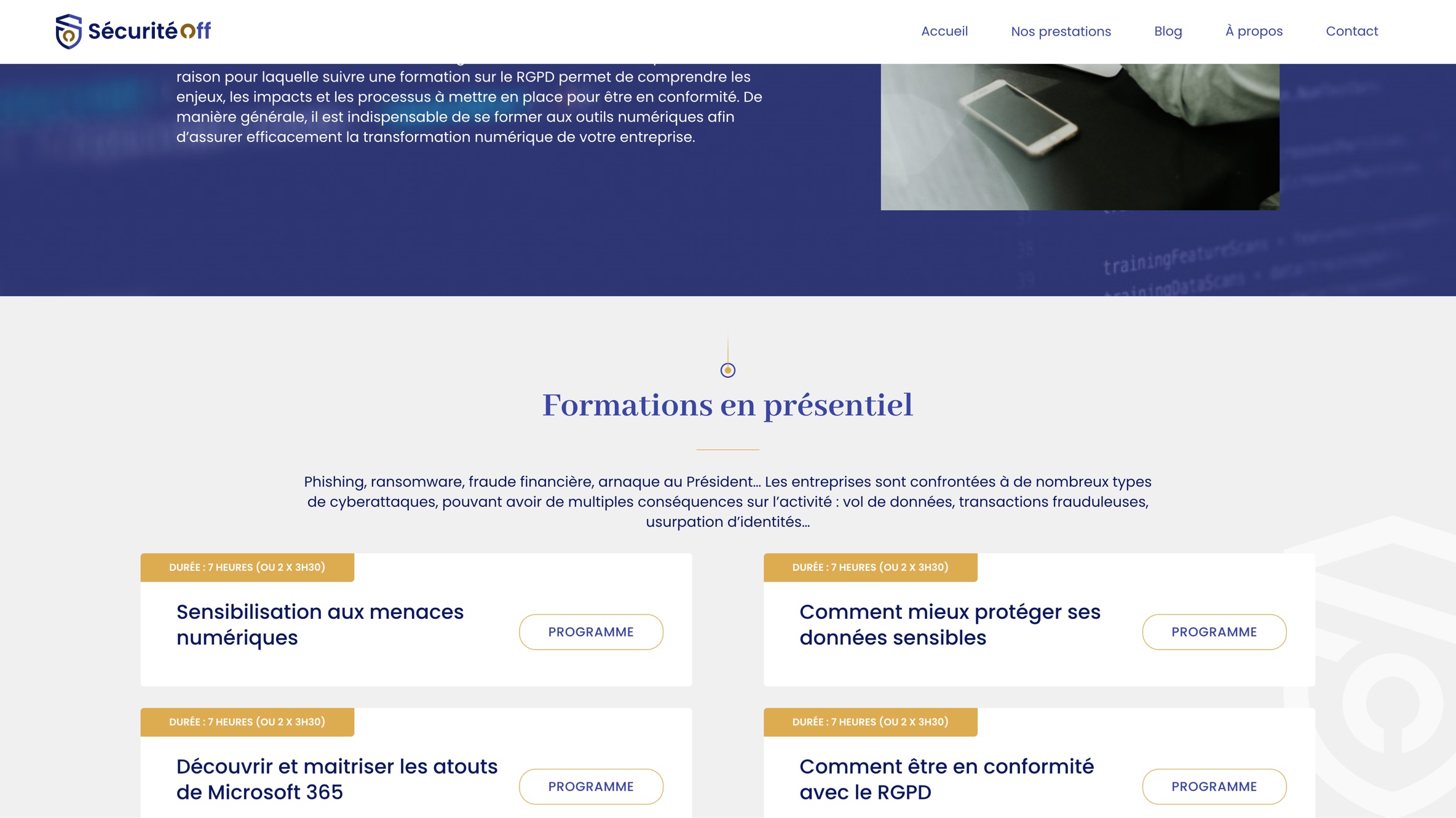 Refonte du site vitrine de Sécurité Off — Visuel 2