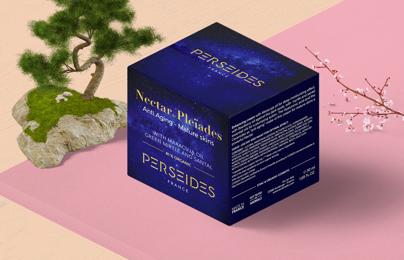 Vue 3D du packaging cosmetique